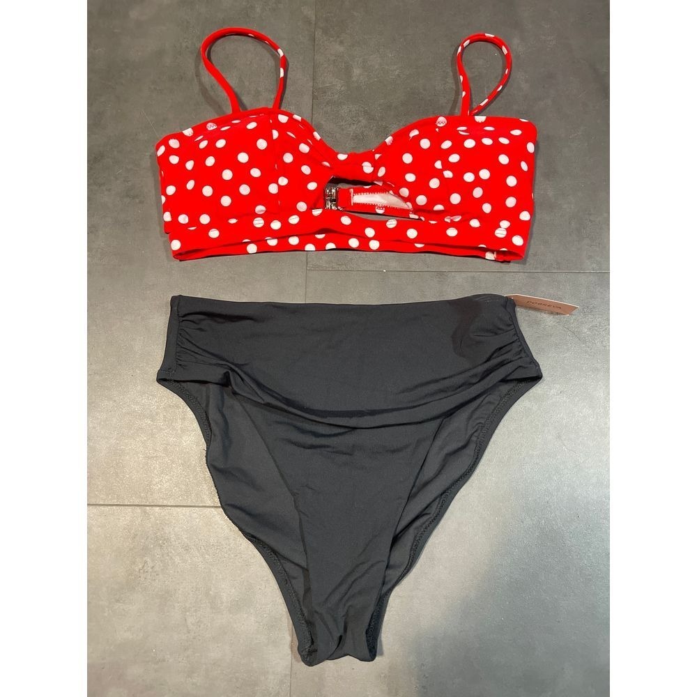 Red white and black two-piece swimwear size small A-70